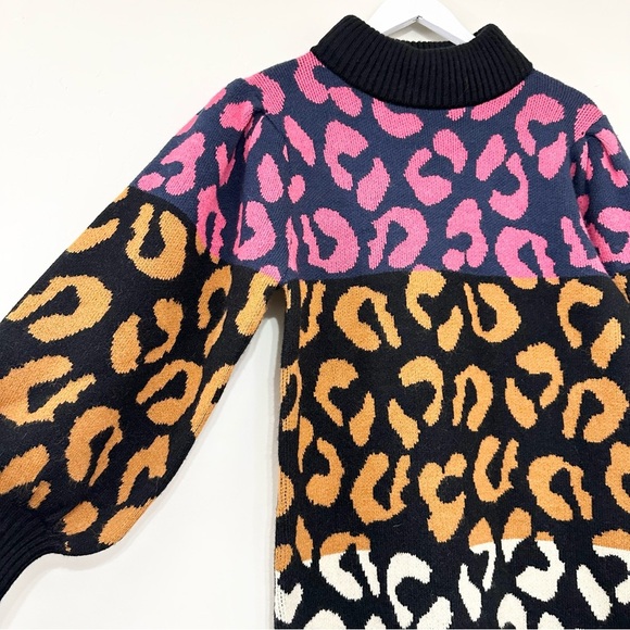 Farm Rio Mixed Leopards Striped Sweater Dress - Picture 8 of 16